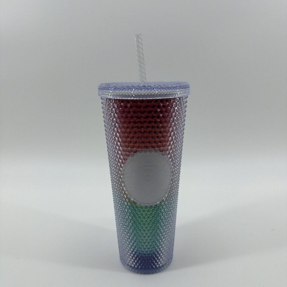 Starbucks 2020 Rainbow Studded Grid Cold Cup Tumbler Venti 24oz w/ Straw